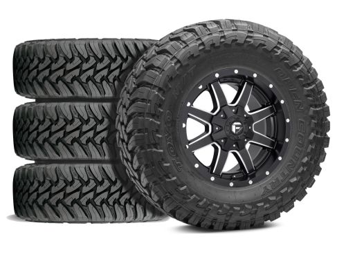 Sierra 2500HD/3500HD 2011-2019 GMC 4WD (w/6.5"-8" Lift) - 37X12.50R20 Toyo Open Country M/T / 20x9 Fuel Maverick Gloss Black Milled / Tire & Wheel Package (set of 4)