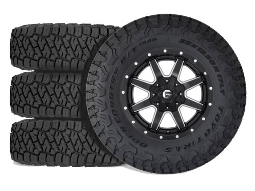 Sierra 2500HD/3500HD 2011-2019 GMC 4WD (w/6.5"-8" Lift) - 37X12.50R20 Toyo Open Country R/T Trail / 20x9 Fuel Maverick Gloss Black Milled / Tire & Wheel Package (set of 4)