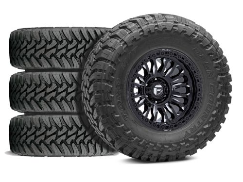 F250/F350 2017-2022 Ford 4WD (w/ 2"-3.5" Lift) - 35x12.50R18 Toyo Open Country MT / 18x9 Fuel Rincon Gloss Black Milled / Tire & Wheel Package (set of 4)