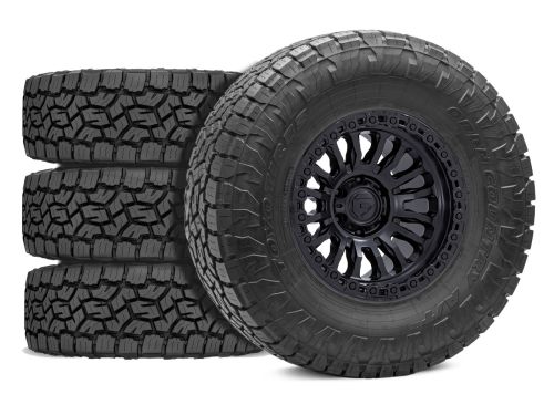 F250/F350 2011-2016 Ford 4WD (w/ 6"-7" Lift) - 37x12.50R18 Toyo Open Country AT III / 18x9 Fuel Rincon Matte Black / Tire & Wheel Package (set of 4)