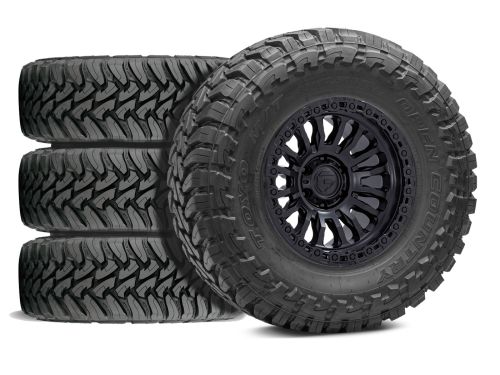 F250/F350 2011-2016 Ford 4WD (w/ 2"-5.5" Lift) - 35x12.50R18 Toyo Open Country MT / 18x9 Fuel Rincon Matte Black / Tire & Wheel Package (set of 4)