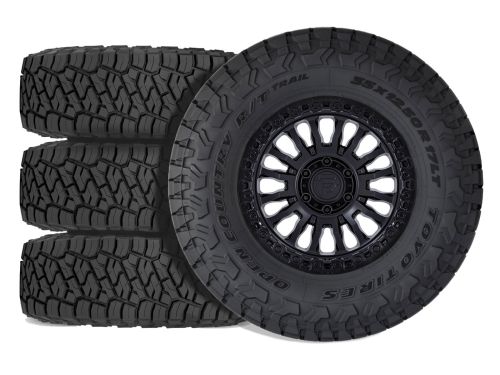 F250/F350 2023-2026 Ford 4WD (w/ 2"-3.5" Lift) - 35x12.50R18 Toyo Open Country RT Trail / 18x9 Fuel Rincon Matte Black / Tire & Wheel Package (set of 4)