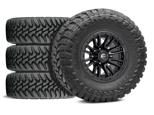 F250/F350 2017-2022 Ford 4WD (w/ 4"-5.5" Lift) - 37x12.50r20 Toyo Open Country MT / 20x9 Fuel Rebel Matte Black / Tire & Wheel Package (set of 4)