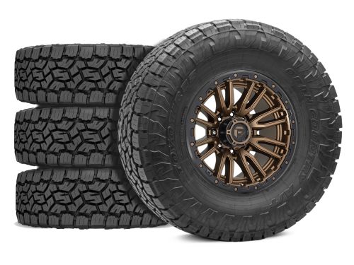 F250/F350 2017-2022 Ford 4WD (w/ 4"-5.5" Lift) - 37x12.50r20 Toyo Open Country AT III / 20x9 Fuel Rebel Matte Bronze / Tire & Wheel Package (set of 4)