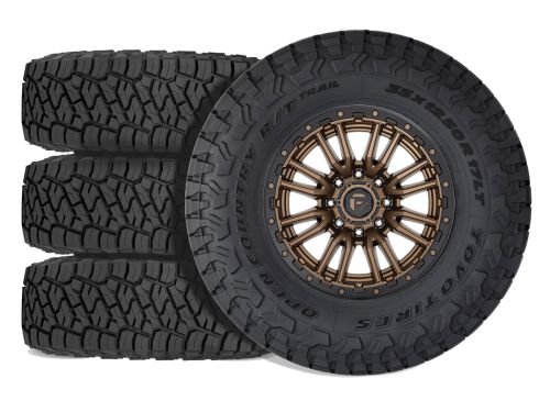 F250/F350 2017-2022 Ford 4WD (w/ 4"-5.5" Lift) - 37x12.50r20 Toyo Open Country RT Trail / 20x9 Fuel Rebel Matte Bronze / Tire & Wheel Package (set of 4)