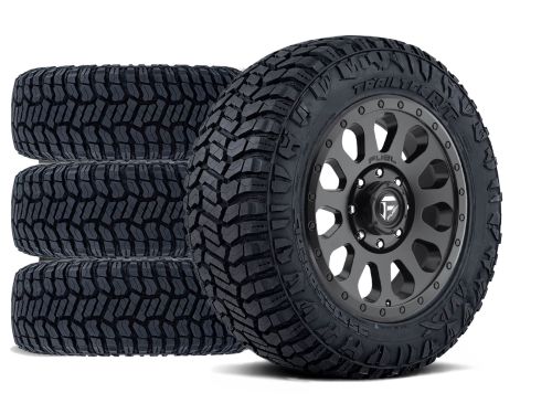Sierra 2500HD/3500HD 2020-2026 GMC 4WD (w/ 2"-3.5" Lift) - 295/60R20 Avix TrailTek RT Trail / 20x9 Fuel Vector Matte Black / Tire & Wheel Package (set of 4)