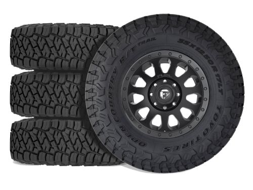 Sierra 2500HD/3500HD 2020-2026 GMC 4WD (w/ 2"-3.5" Lift) - 275/65R20 Toyo Open Country RT Trail / 20x9 Fuel Vector Matte Black / Tire & Wheel Package (set of 4)