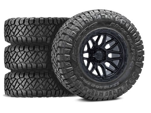 Sierra 2500HD/Sierra 3500HD 2020-2026 GMC 4WD (w/ 2"-3.5" Lift) - 35x11.50R20 Nitto Ridge Grappler / 20x9 Fuel Surge Matte Black / Tire & Wheel Package (set of 4)
