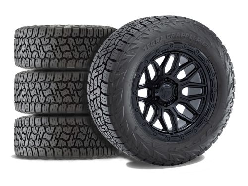 Sierra 2500HD/3500HD 2020-2026 GMC 4WD (w/ 2"-3.5" Lift) - 275/65R20 Nitto Terra Grappler G3 / 20x9 Fuel Surge Matte Black / Tire & Wheel Package (set of 4)