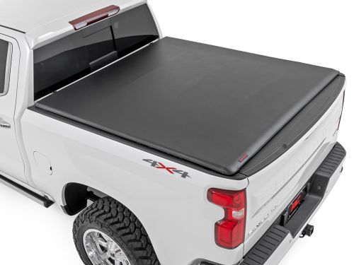 2019-2026 Chevy Silverado 1500 (w/5' 10" bed) Soft Roll Up Tonneau Cover by Rough Country