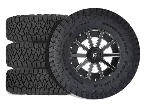 Sierra 2500HD/3500HD 2020-2026 GMC 4WD (w/ 5"-6.5" Lift) - 37x12.50r20 Toyo Open Country RT Trail / 20x9 Fuel Contra Matte Black Milled / Tire & Wheel Package (set of 4)