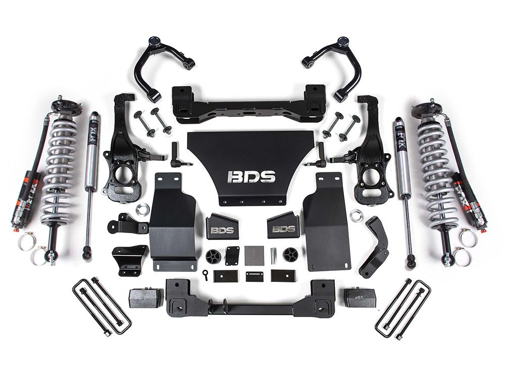 2.5" 2019-2023 Chevy Silverado 1500 Trail Boss 4WD (w/gas engine)  Fox Performance Elite Coilover Lift Kit by BDS Suspension-With Fox 2.0 Performance Series Rear Shocks-Diesel Engine