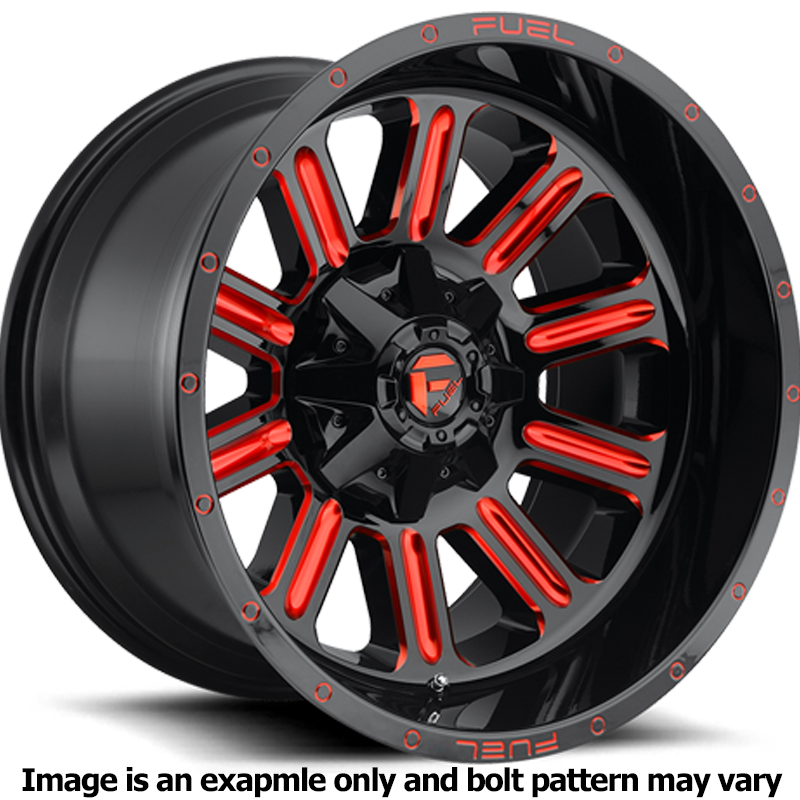 Hardline Series D621 Gloss Milled Red Wheel D62120008247 by Fuel