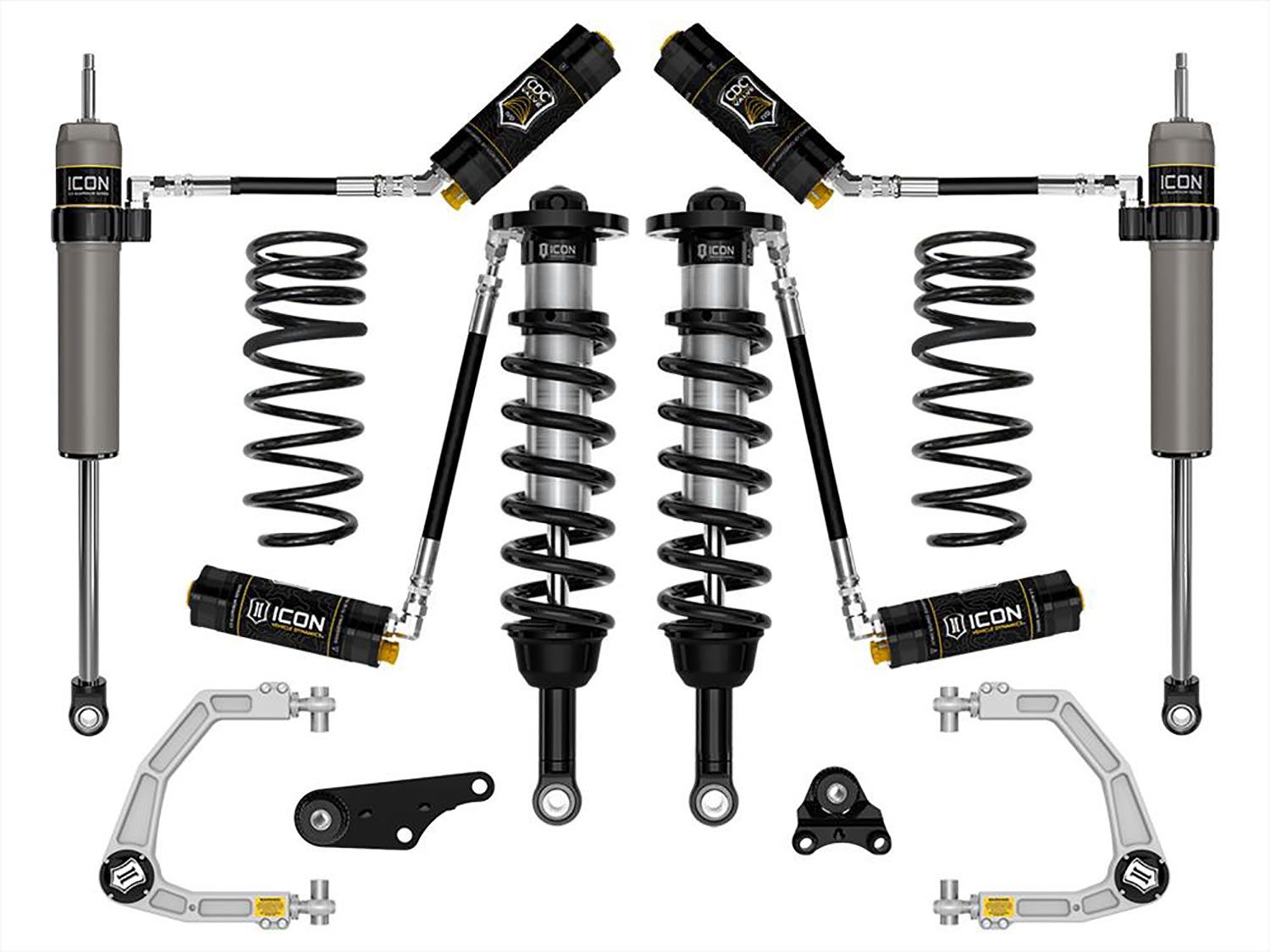 1.25-3" 2024 Toyota Tacoma 4wd Coilover Lift Kit (w/Billet Upper Control Arms & .5" Rear Coil Springs) by ICON Vehicle Dynamics - Stage 5