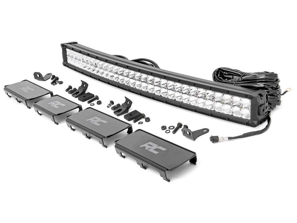 30" Curved Cree LED Light Bar - (Dual Row | Chrome Series w/ Cool White DRL) by Rough Country
