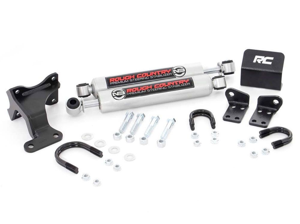 Wrangler JK 2007-2018 Jeep w/ 2-8" Lift Dual N3 Steering Stabilizer Kit by Rough Country