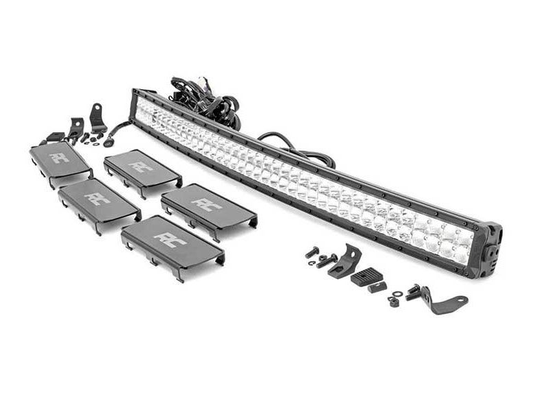 40" Curved Cree LED Light Bar - (Dual Row | Chrome Series w/ Cool White DRL) by Rough Country
