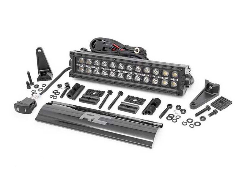 12" Cree LED Light Bar - (Dual Row | Black Series w/ Cool White DRL) by Rough Country