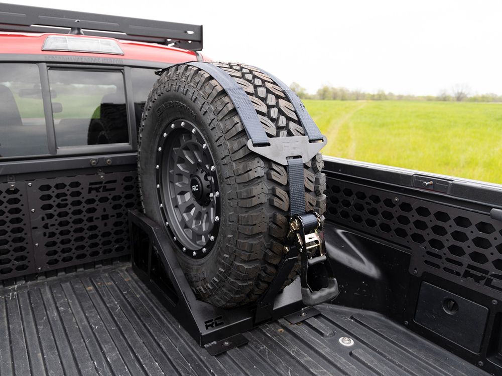 Rough Country Universal Bed Mount Spare Tire Carrier For Pickup Trucks – Fits 33 To 40 Inch Tires